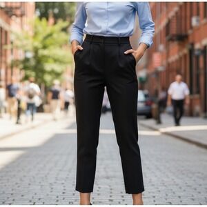 SHEIKE Women's 14 Black Slant Pockets Flat Front Slim-Fit Zipped Pants